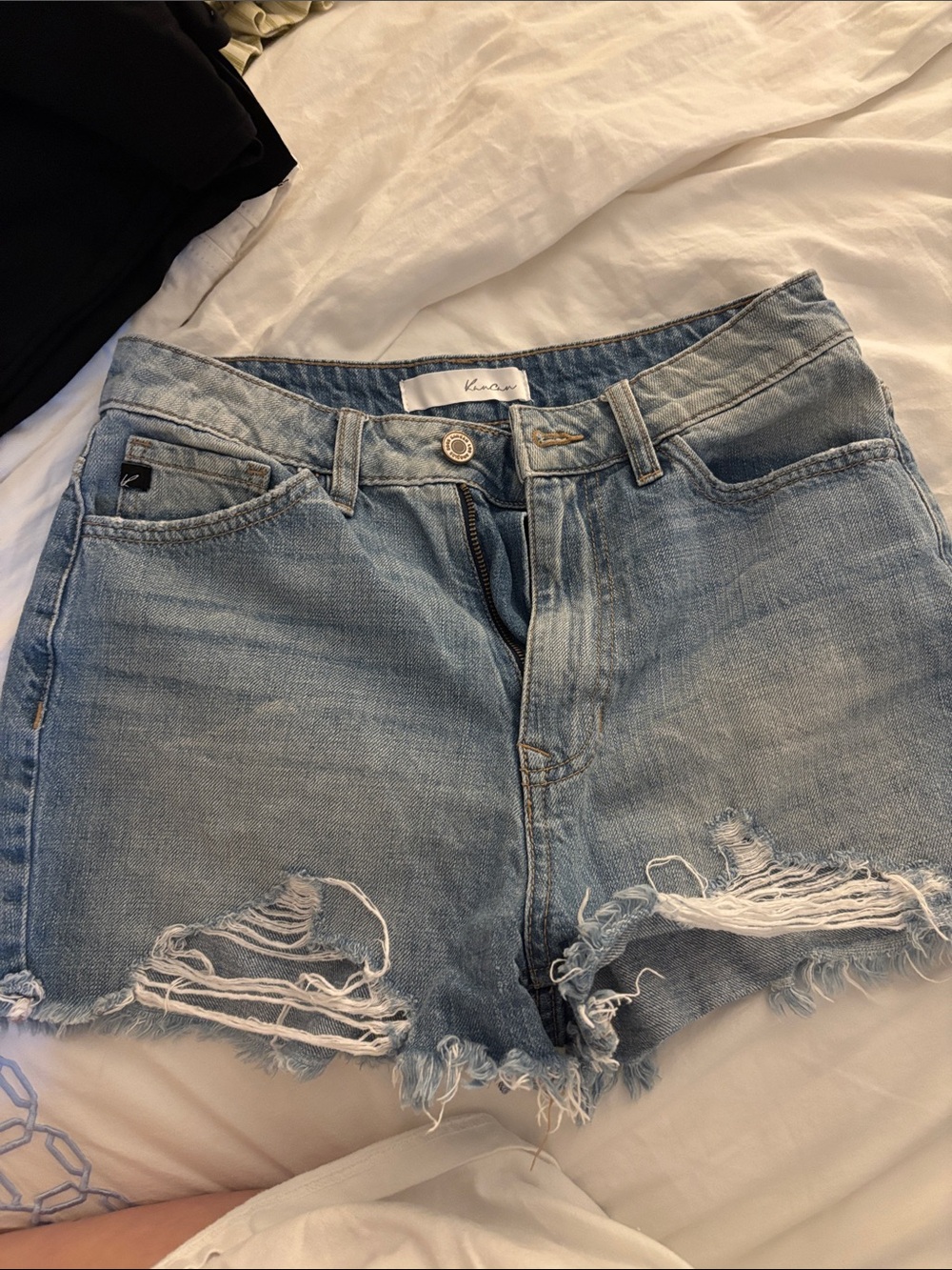 KanCan Light Blue Distressed Denim Shorts